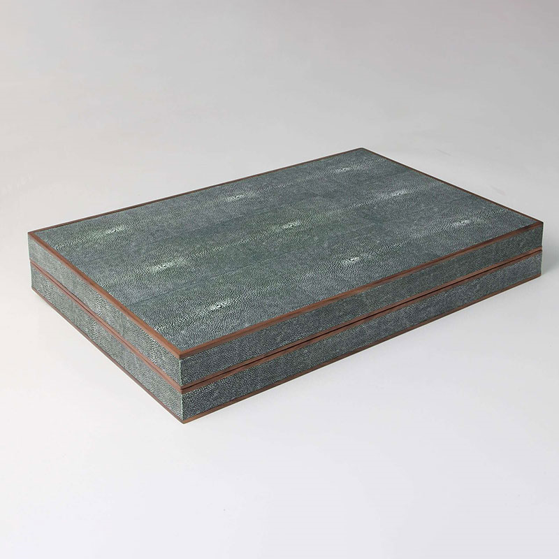 Backgammon Board, 54 x 34cm, Lincoln Green Shagreen-1