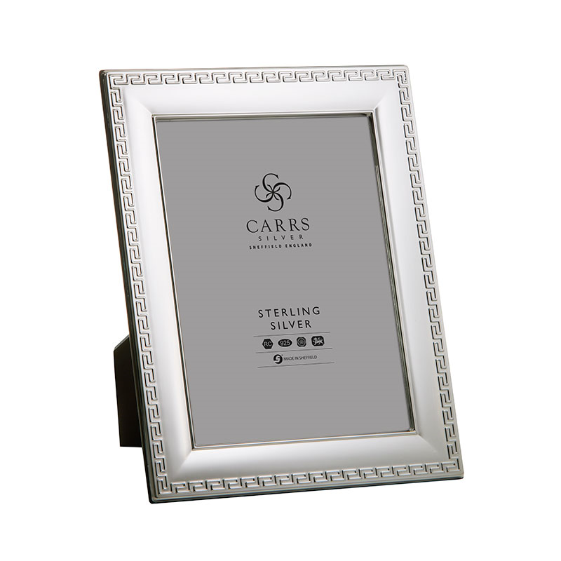 Greek Key Photo Frame, 7" x 5", Silver-0