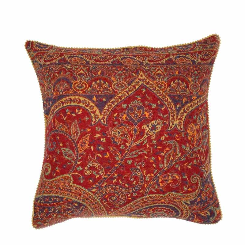 Berry Jamevar Velvet Cushion, 50 x 50cm, Burgundy-1