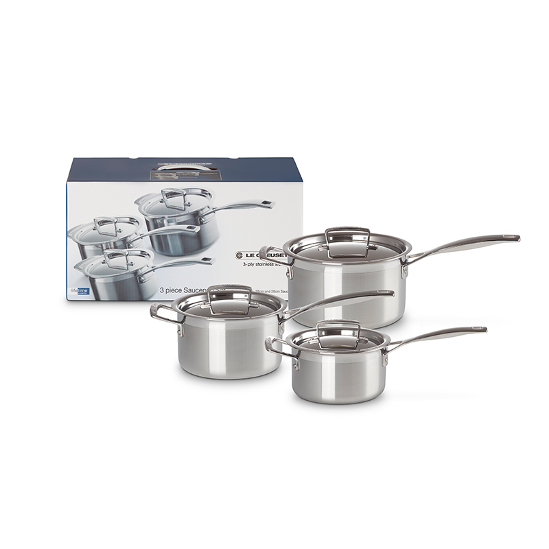 Classic 3-ply 3-Piece Saucepan Set, Stainless Steel-1