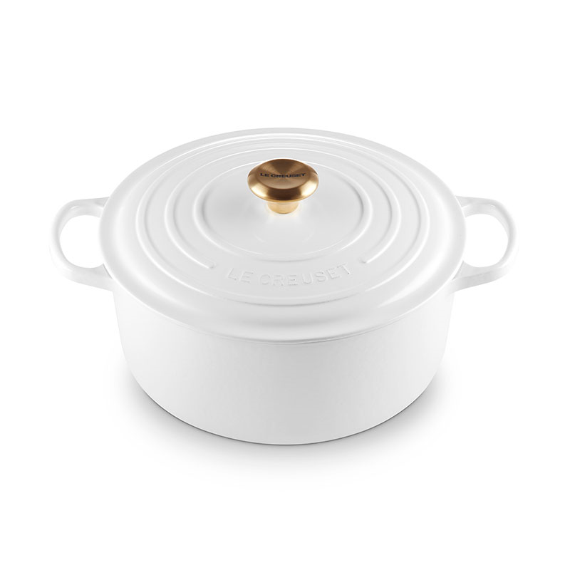 Cast Iron Round Casserole, 28cm, White-2