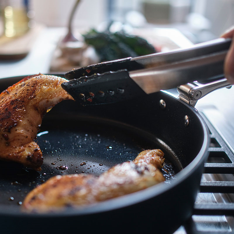 Space Folding Ceramic Non-Stick 2 Piece Frying Pan Set, Midnight Blue-5