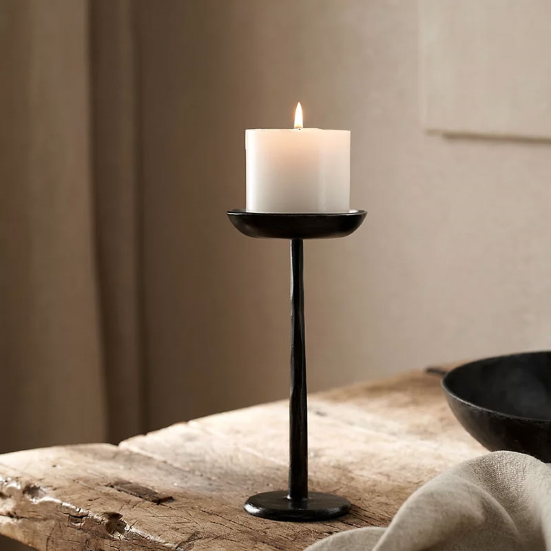 Stanton Forged Dinner Candle Holder, H22cm, Black-0