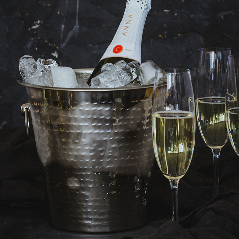 Luxury Wine/Champagne Cooler Bucket, Hammered Metal-0