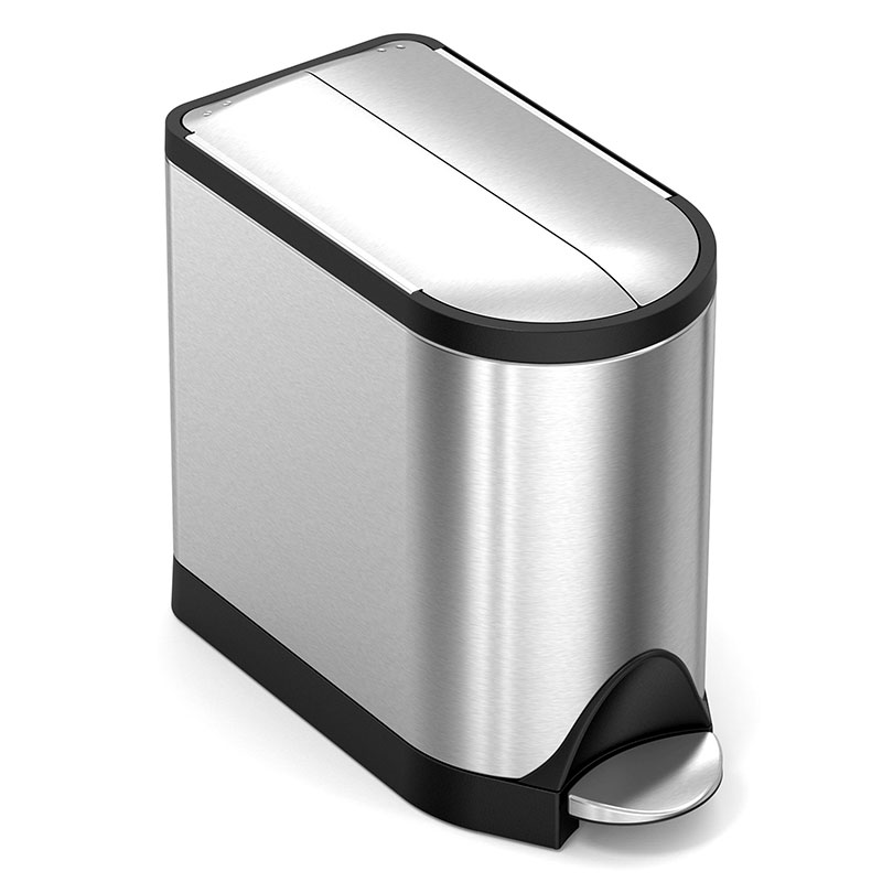 Butterfly Pedal Bin, 10L, Brushed Stainless Steel-0