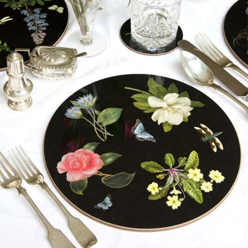 Botanical Set of 4 circular table mats, D25.5cm-1