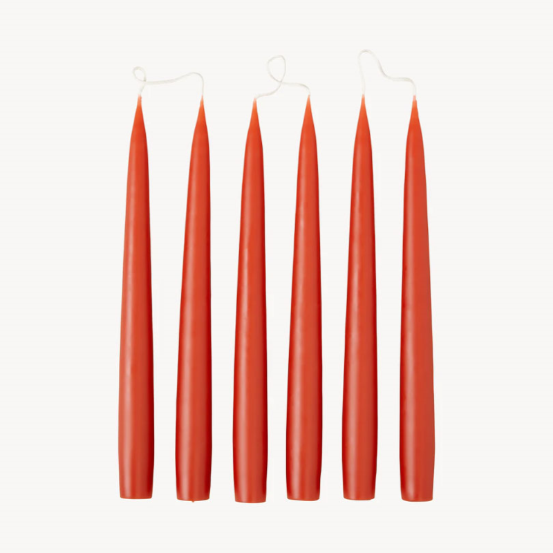 Set of 6 Tapered Dinner Candles, H25cm, Rust-0