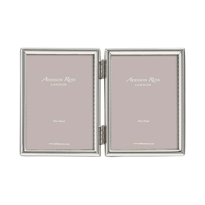 Fine Edged Double landscape photograph frame, 4 x 6", Silver-1