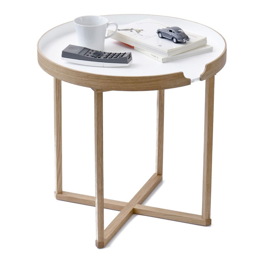 Damien Round table, H45 x W45 x D45cm, White/Oak-1