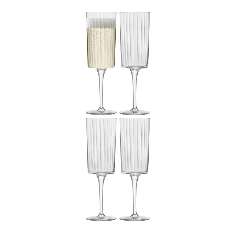 Gio Line Set of 4 Champagne Flutes, 210ml, Clear-0