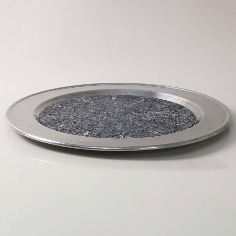 Duchess Serving Tray, D53cm, Charcoal Shagreen-3