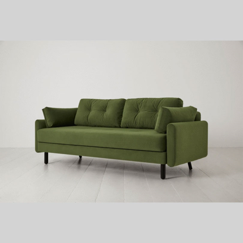 Model 04 3 Seater Velvet Sofa Bed, Vine-1