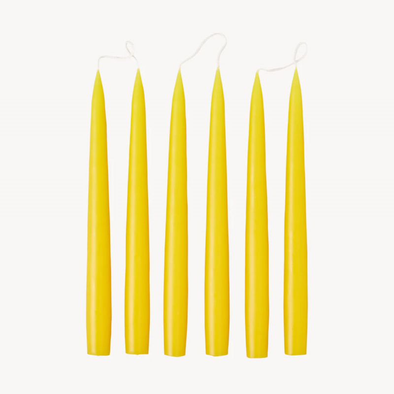 Set of 6 Tapered Dinner Candles, H25cm, Lemon-0