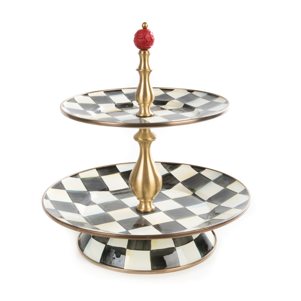 Courtly Check 2 tier sweet stand, 26 x 28cm, Enamel-0