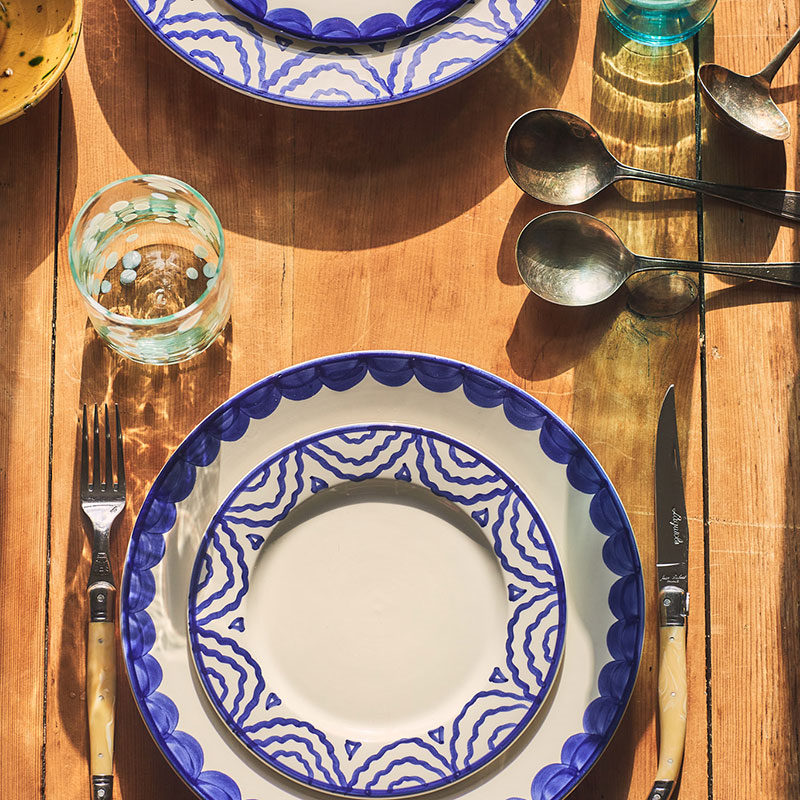 Scallop Set of 2 Side Plates, D20cm, Blue-0