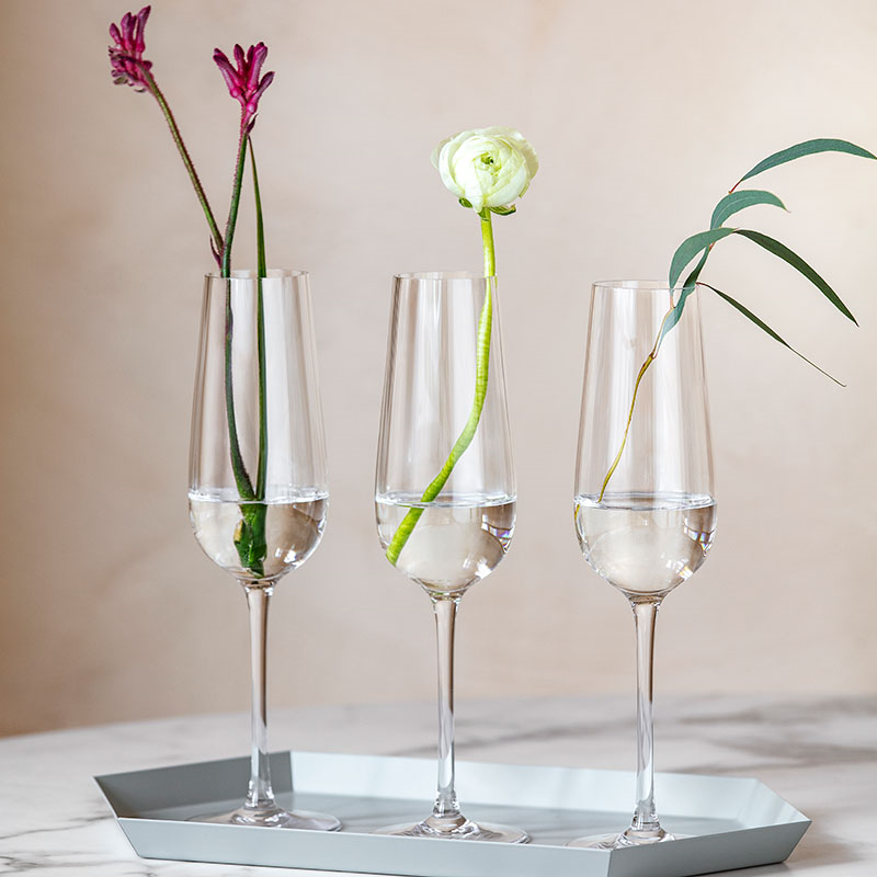 Rose Garden Champagne Flute Set of 4, 120ml, Clear-1