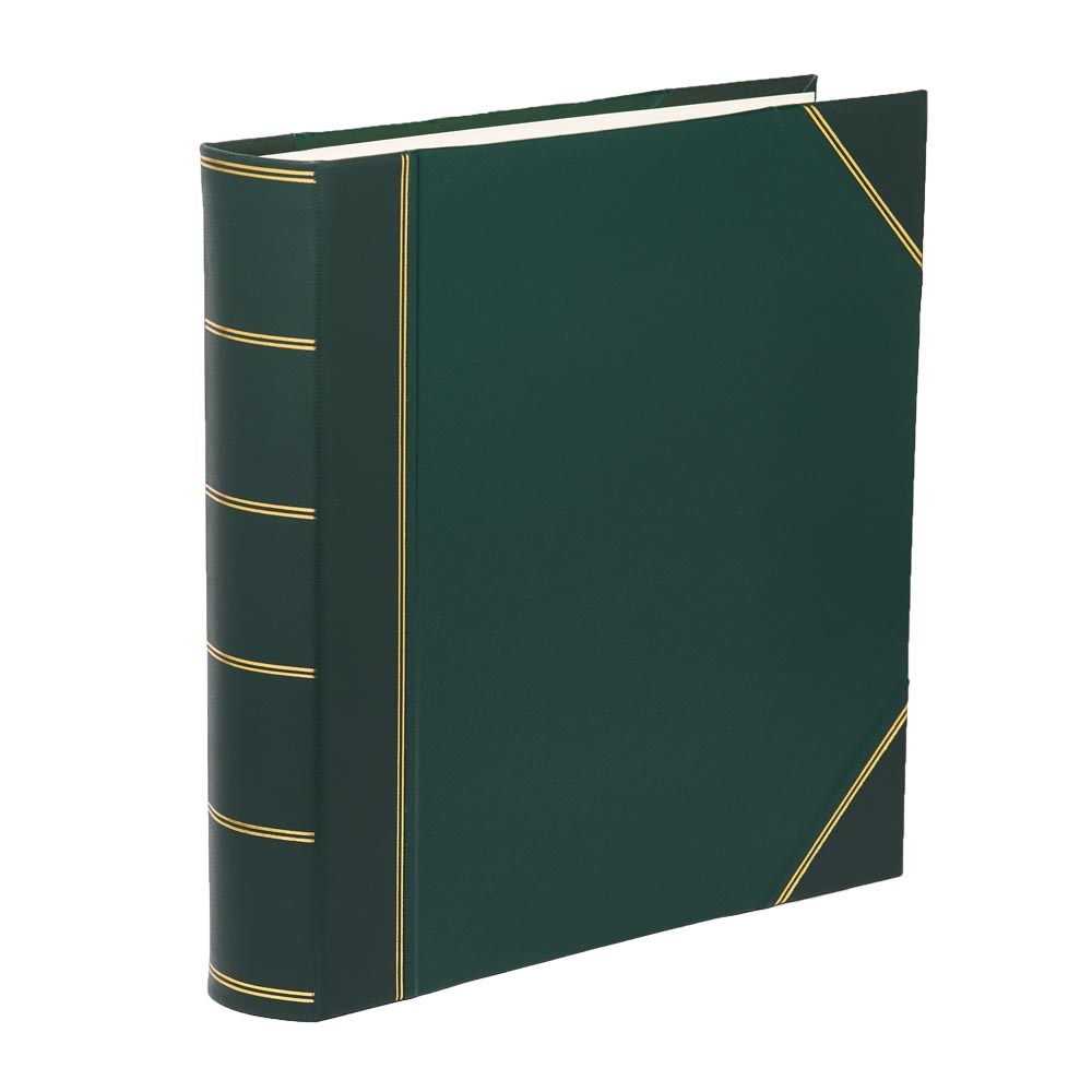 Classic Half Bound Square 70 Page Photo Album, L36 x W36cm, Green Hide-0