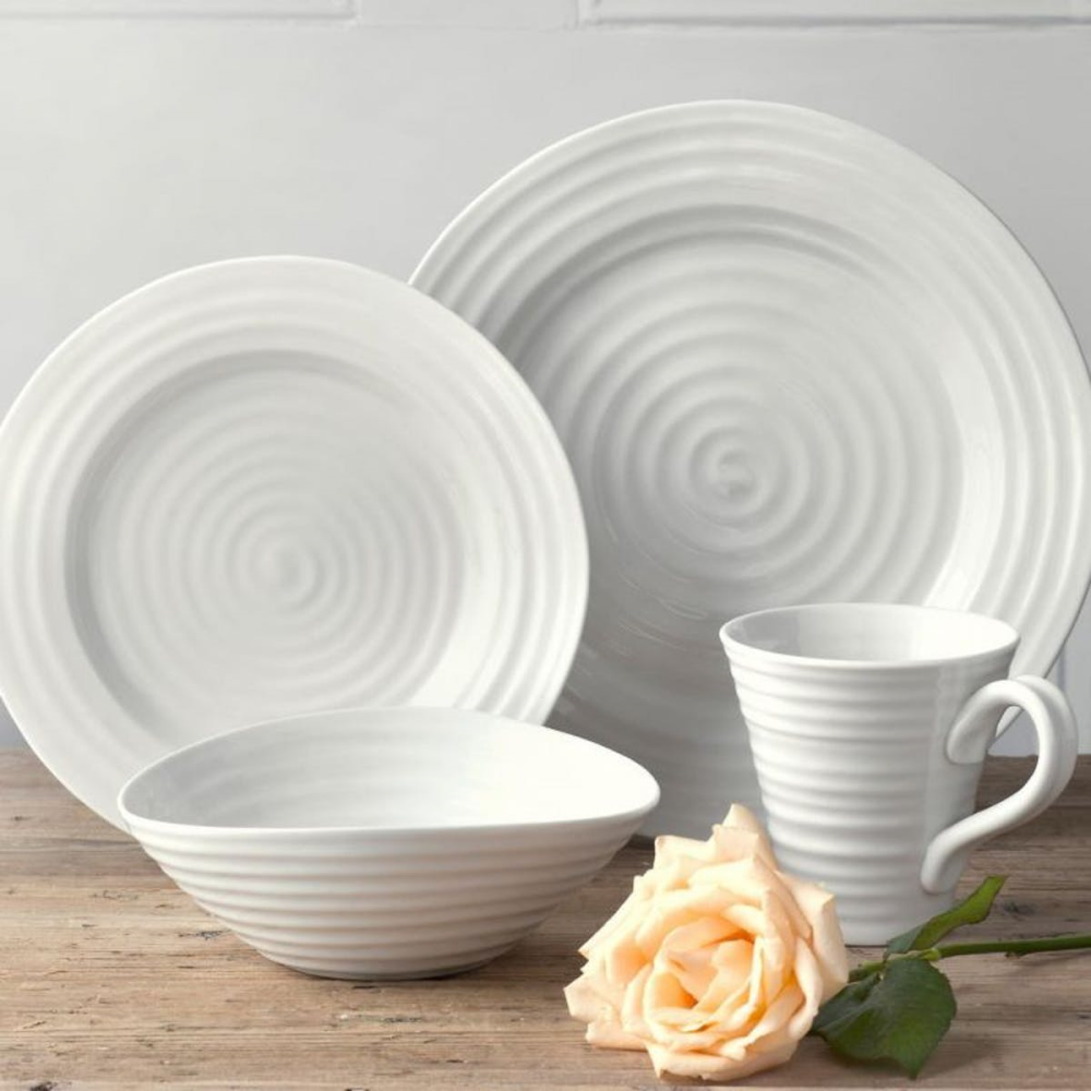 Ceramics 12-piece dinner set, White-1