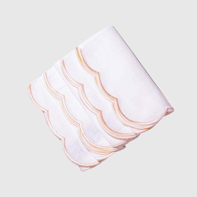 Scallop Set of 4 Napkins, L40 x W40cm, Peach-0