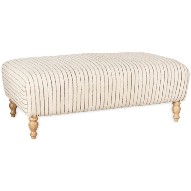 Sanja Stripe Upholstered Ottoman, Off White-5