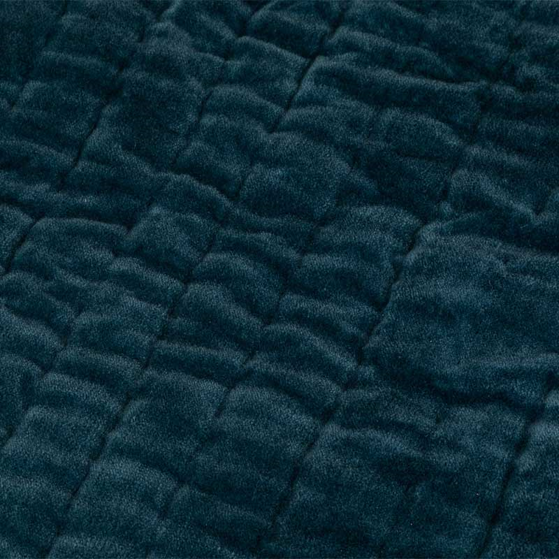 Kantha Velvet Double / King Bedspread, Steel Blue-1