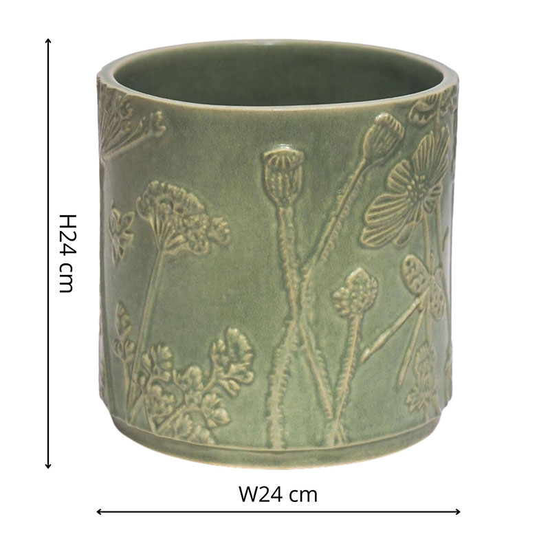 Kew Botanical Retreat Stoneware Meadow Planter, D24cm, Green-5