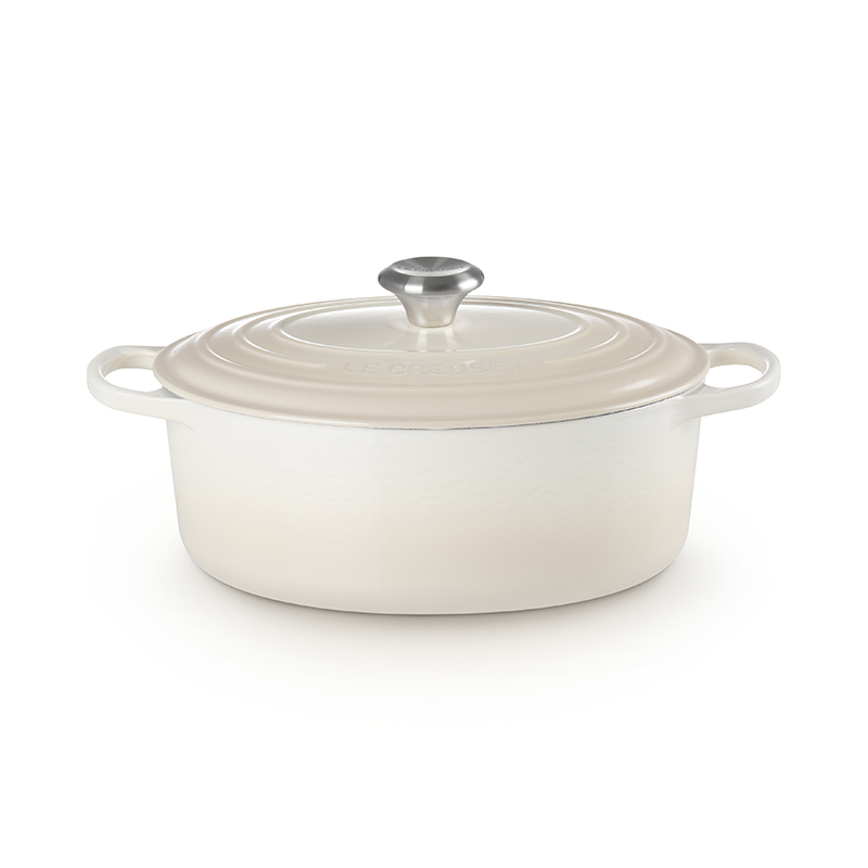 Signature Cast Iron Oval casserole, 27cm - 4 litre, Meringue-3