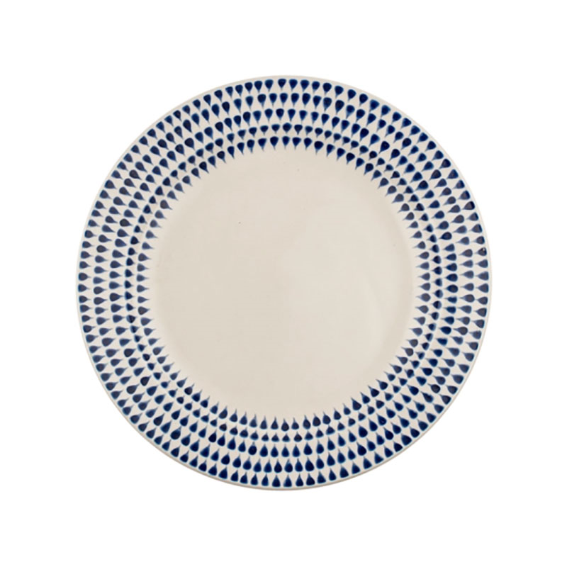 Indigo Drop 12 Piece Dinner Set, Cream & Blue-2