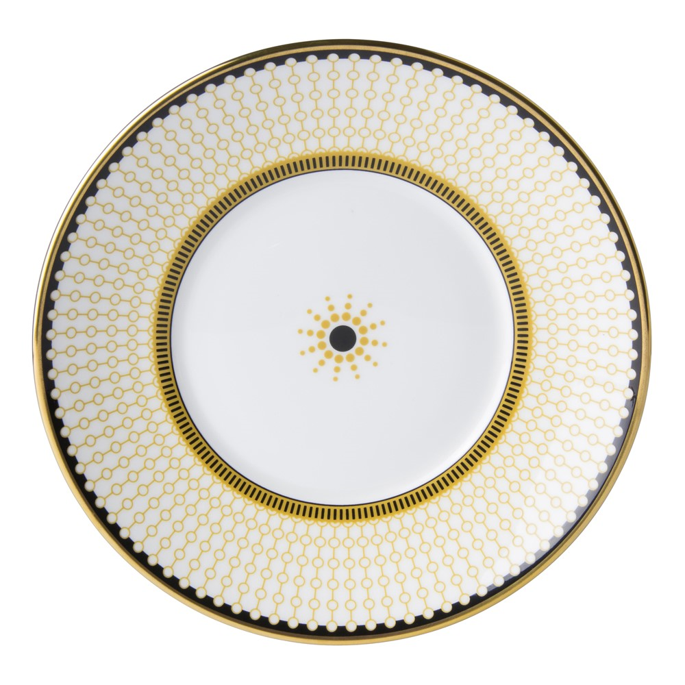 Oscillate - Ochre Coupe saucer, 15cm, Black/White-0