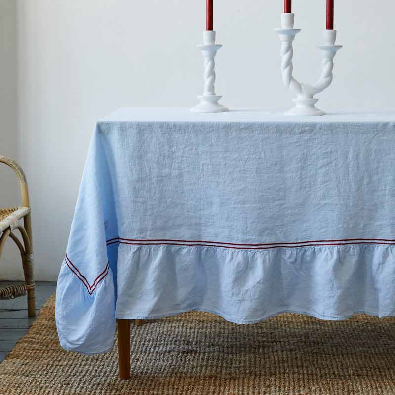 Medium Linen Tablecloth, 180 x 300cm, Blue-0