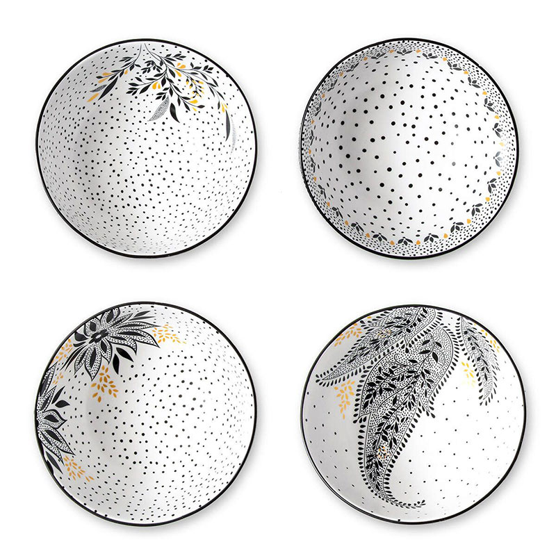 Artisanne Noir Set of 4 Bowls, D15cm, Monochrome-0