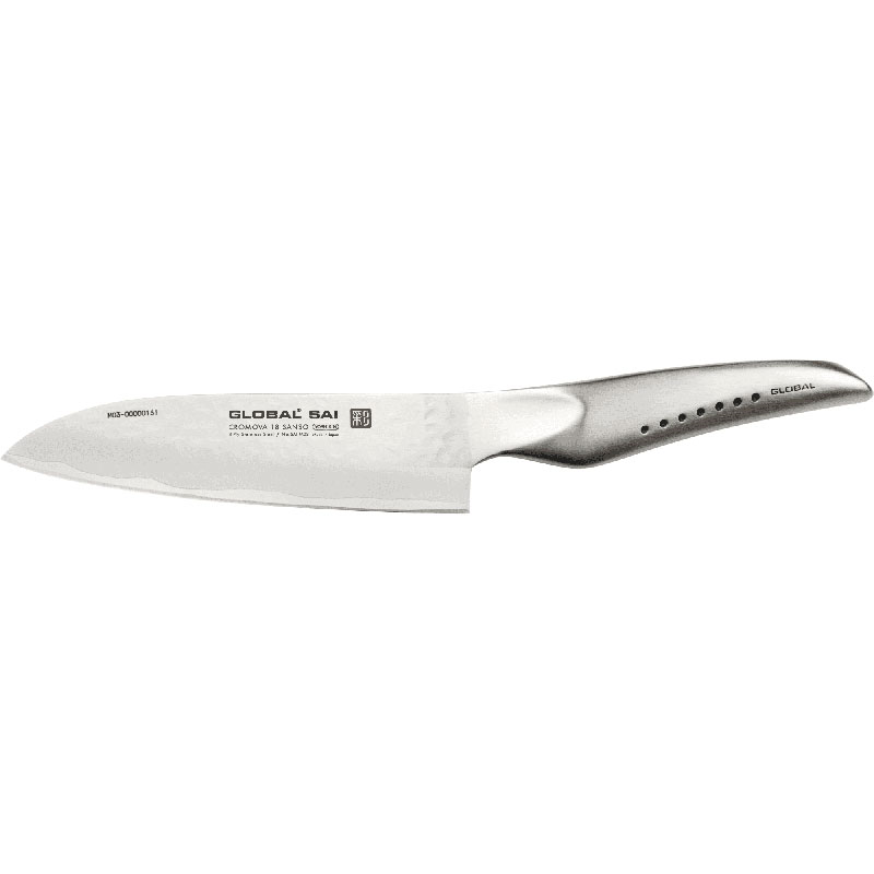 Sai Santoku Knife, 13.5cm, Silver-0