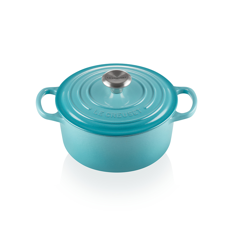 Signature Cast Iron Round casserole, 20cm - 2.4 litre, Teal-0