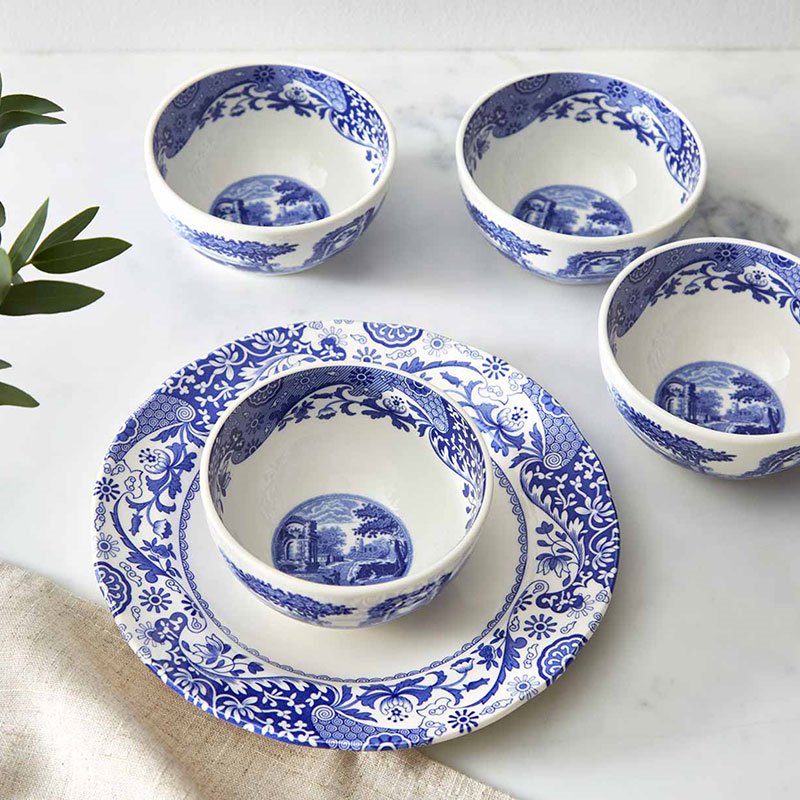 Blue Italian Set of 4 Dip Bowls, D10cm, Blue-0