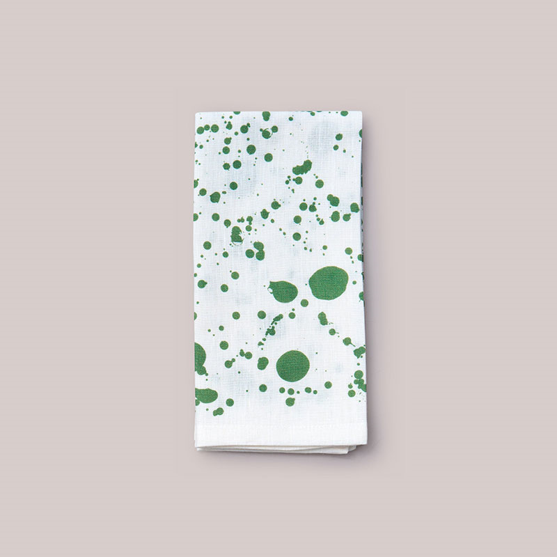 Splatter Set of 4 Napkins, W50 x L50cm, Smoke Green-3