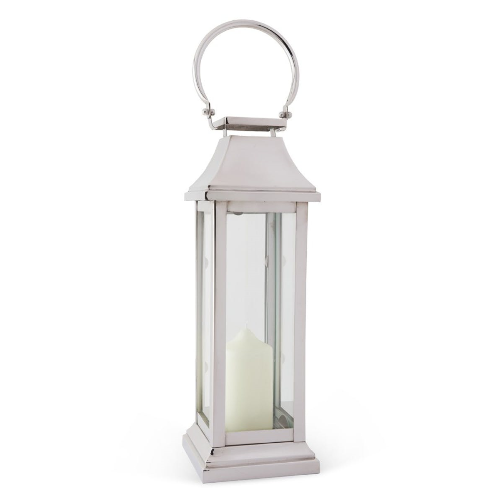 Station Lantern, H51 x W17 x D17cm, Clear/Silver-0