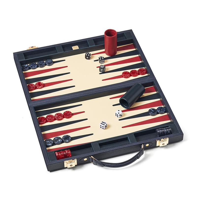 Backgammon Set, L38 x W23cm, Navy Pebble-3