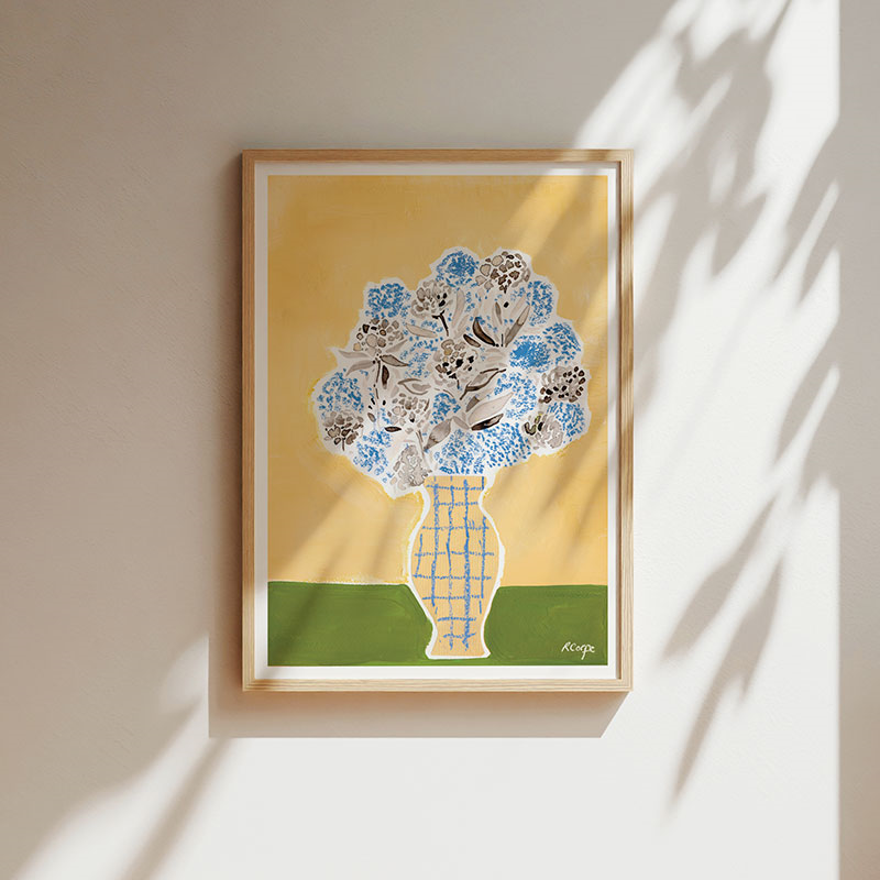 Hydrangea Print, A3, Yellow-0