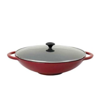 Chasseur Wok with Glass Lid, 37cm, Chilli Red-0