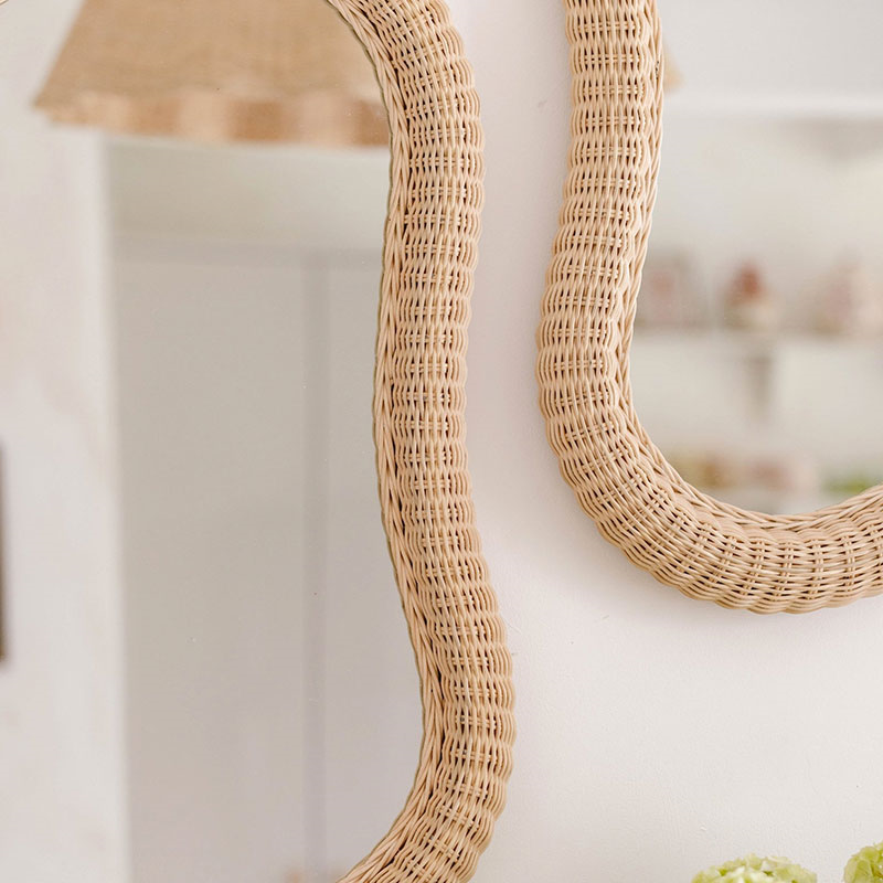 Joy Rattan Asymmetric Mirror, 84cm, Natural-4