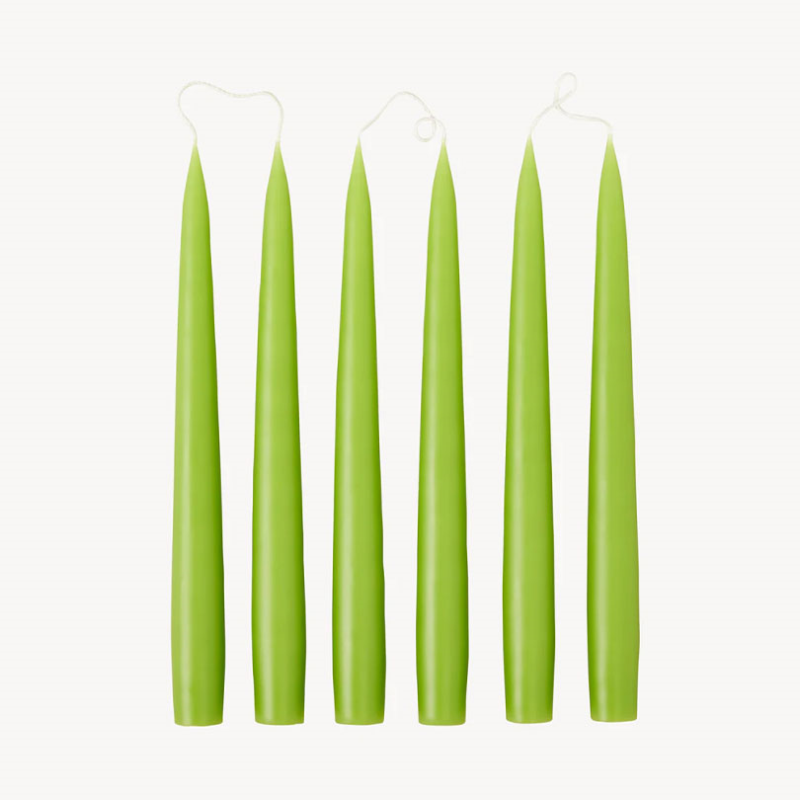 Set of 6 Tapered Dinner Candles, H25cm, Spring Green-0