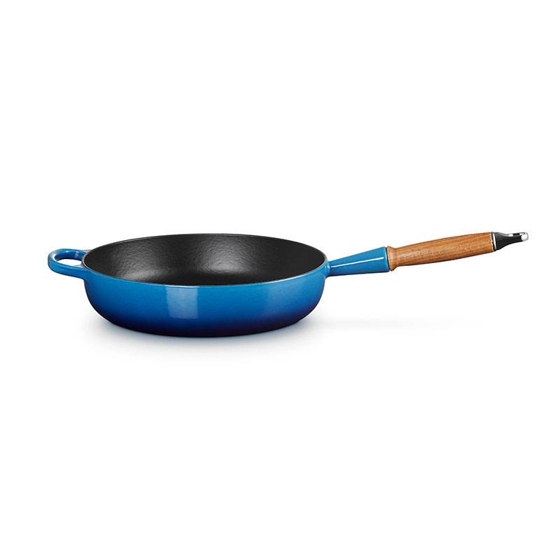 Signature Cast Iron Saute Pan with Wooden Handle, 28cm, Azure-2