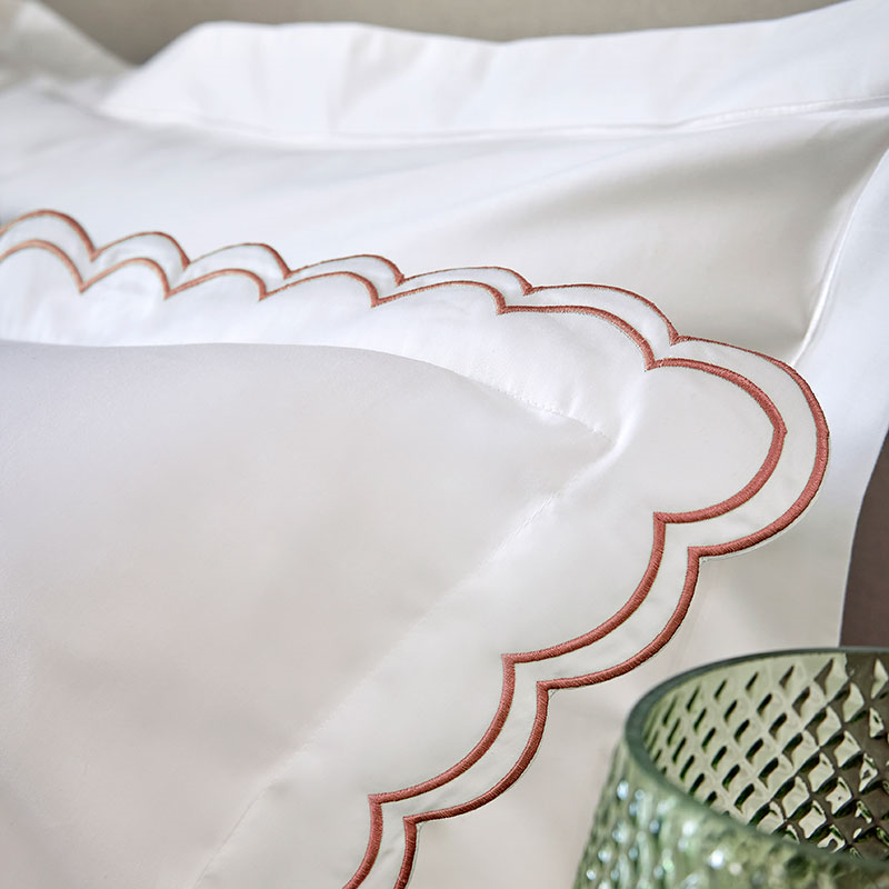 Scallop Edge Pair of Oxford Pillowcases, Fire-2