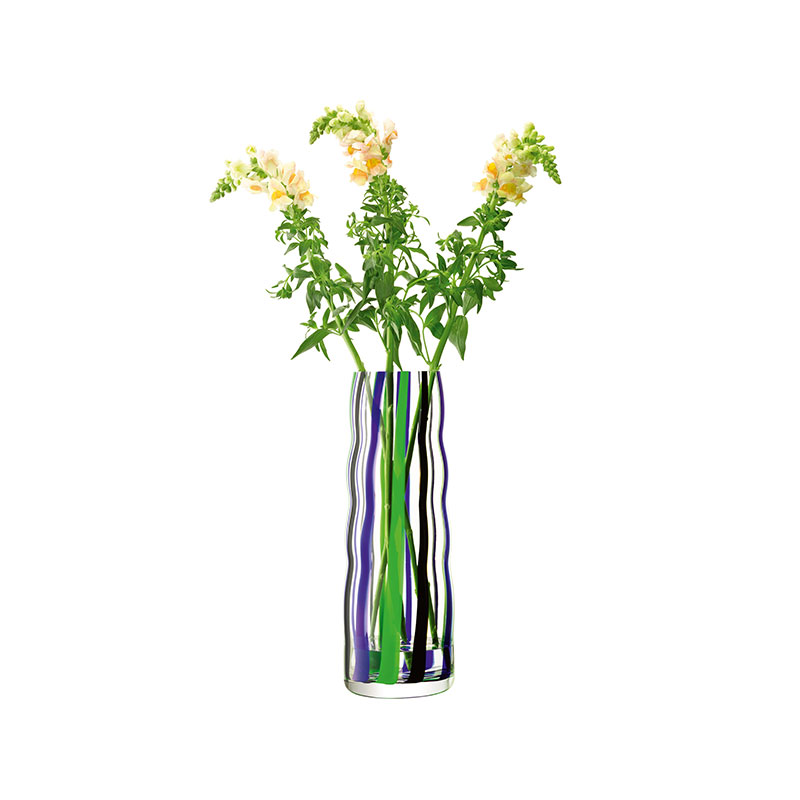 Folk Vase, H42cm, Black/Blue/Green-2