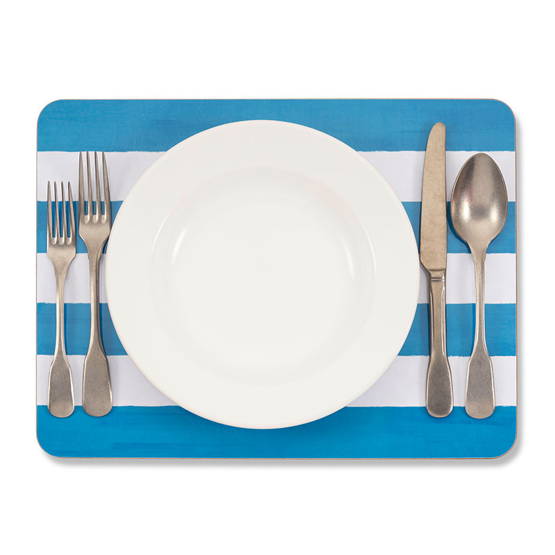 Stripe Rectangle Placemat, 38 x 29 cm, Sky Blue-2