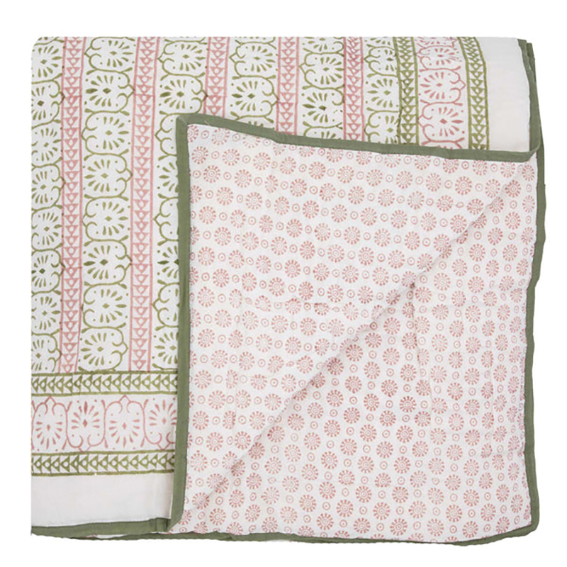 Azelea Double Quilt, 225 x 225cm, Pink/Green-0