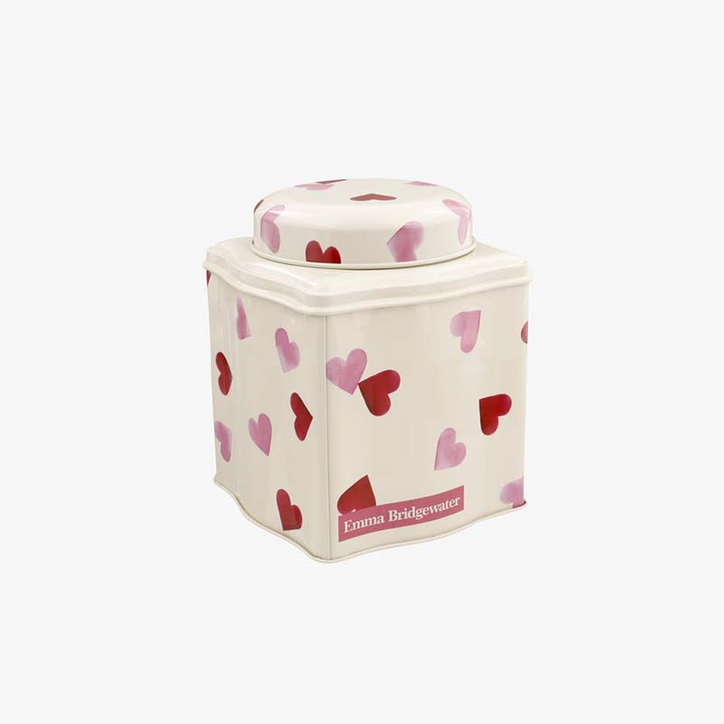 Pink Hearts Dome Lid Wavy Caddy, 10cm x 10cm x 11cm-0