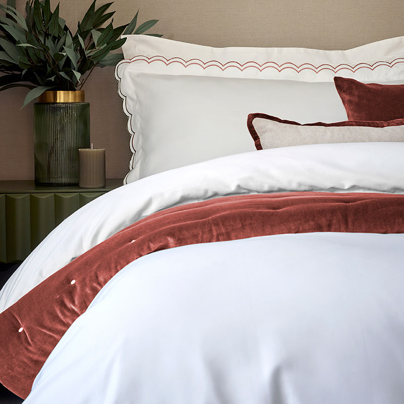 Scallop Edge Duvet Set, Double, Fire-2