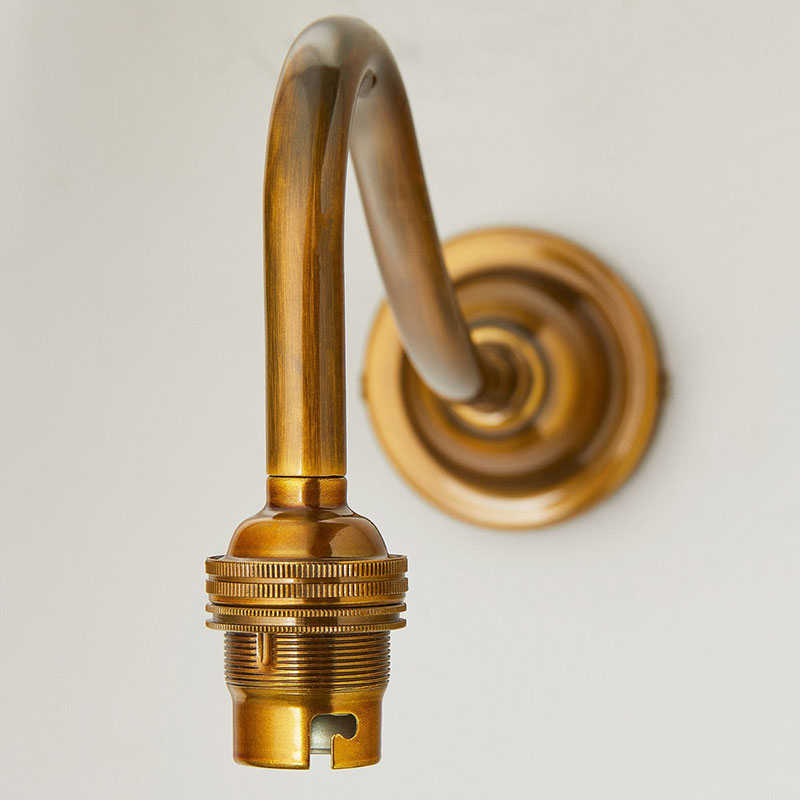 Swan Neck Wall Light Fitting, Antiqued Brass-2