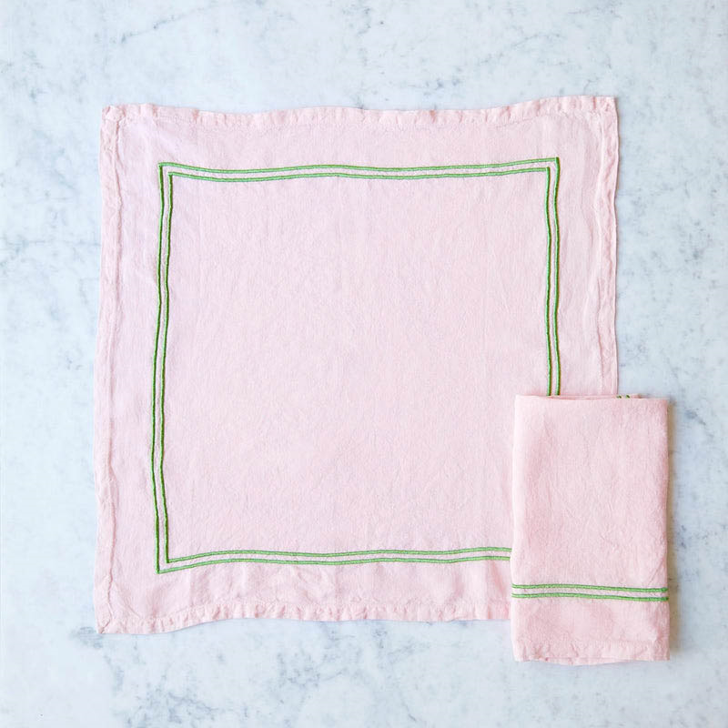 Set of Four Linen Napkins, 50 x 50cm, Pink-2